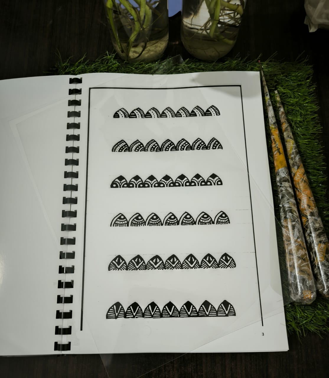 Mehandi Reusable Practice Book + FREE Practice Cone, Volume 3.