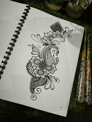 Mehandi Reusable Practice Book + FREE Practice Cone, Volume 3.