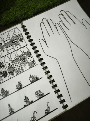 Mehandi Reusable Practice Book + FREE Practice Cone  - V1 (Full Laminated)